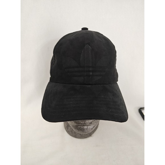 adidas Other - Adidas Suede Look Embossed Black hat cap adult Trefoil Adjustable OSFM 07/2021
